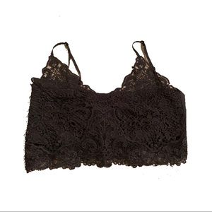 Black lace crop top